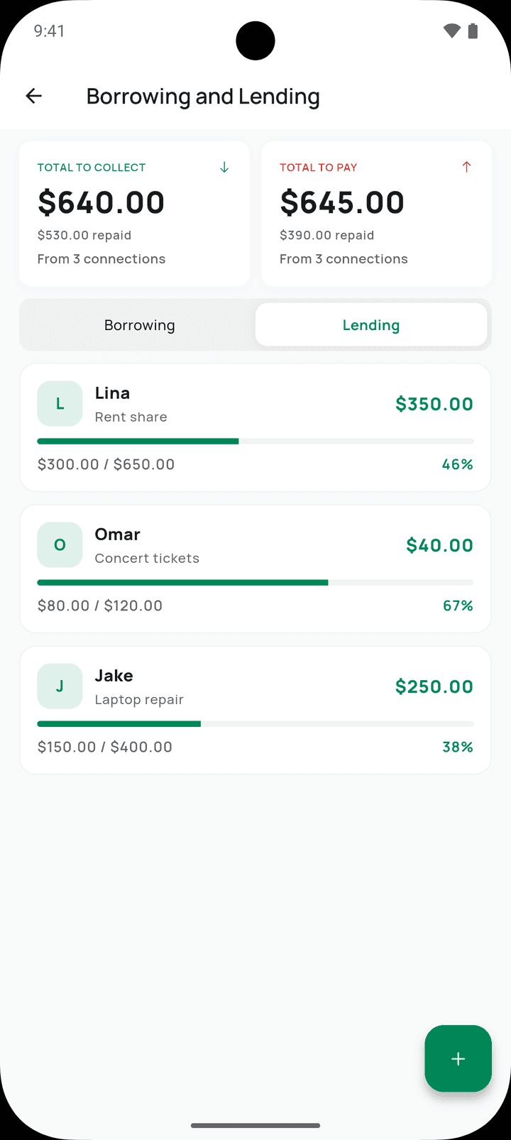 Walley borrowing and lending ledger